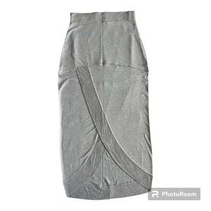 GREEN ENVELOPE NWOT Heather Grey Hi Low Midi Skirt with Wrap Detail Size M